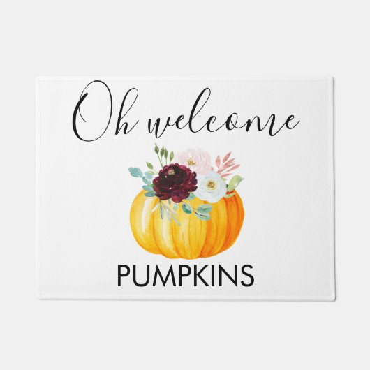Personalisiert Oh Welcome Pumpkins Erntedank Fußmatte (Vorderseite)