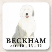 Personalisiert Old English Sheepdog Getränkeuntersetzer (Vorderseite)