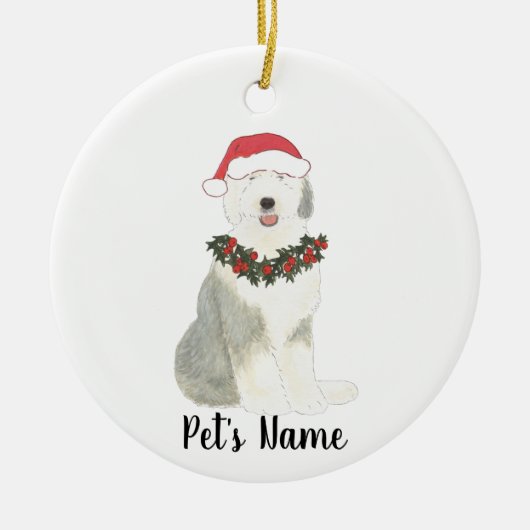 Personalisiert Old English Sheepdog Keramik Ornament (Vorne)