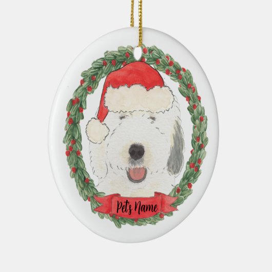 Personalisiert Old English Sheepdog Keramik Ornament (Rechts)