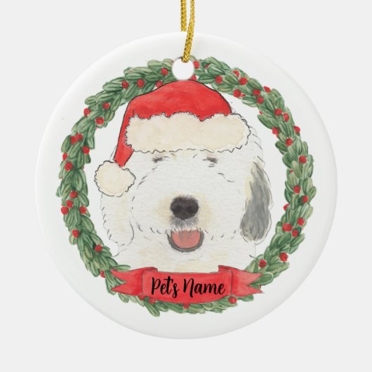 Personalisiert Old English Sheepdog Keramik Ornament (Vorne)