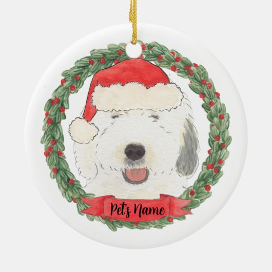 Personalisiert Old English Sheepdog Keramik Ornament (Hinten)