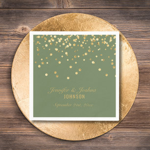 Personalisiert OLIVE SAGE GREEN Gold Wedding Serviette