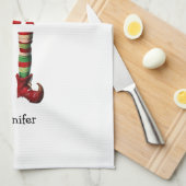 Personalisiert Oma Elf Weihnachtsküche Handtuch (Viertel Falte)