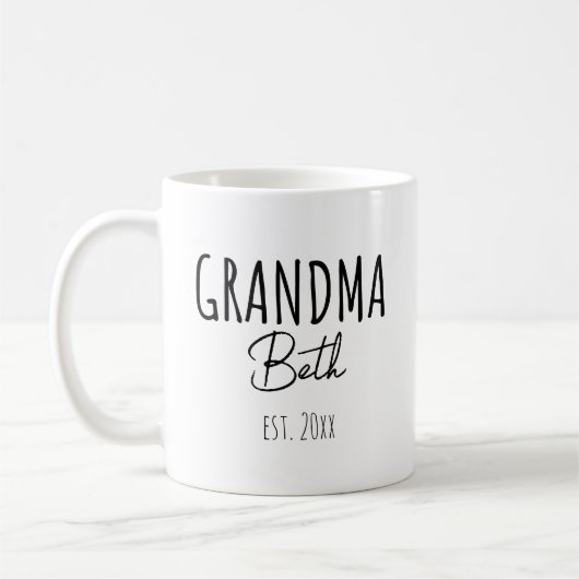 Personalisiert Oma & Est. Jahr Kaffeetasse (Links)