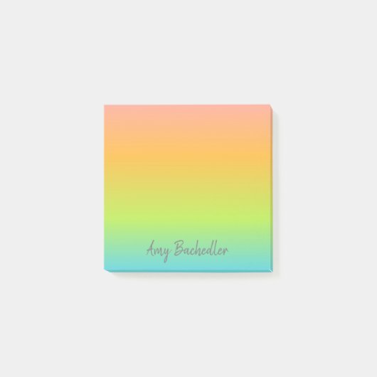 Personalisiert Ombre Pastel Rainbow Postit Hinweis Post-it Klebezettel (Vorderseite)
