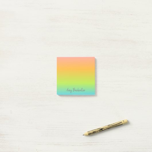 Personalisiert Ombre Pastel Rainbow Postit Hinweis Post-it Klebezettel (Auf Schreibtisch)