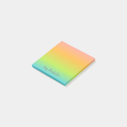 Personalisiert Ombre Pastel Rainbow Postit Hinweis Post-it Klebezettel (angewinkelt)