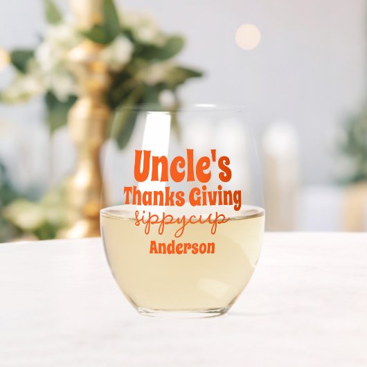 Personalisiert Onkels Erntedank-Sippy-Cup Weinglas Ohne Stiel (Insitu (Hochzeit))