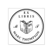 Personalisiert Open Book Classic Monogram Library Gummistempel (Prägung)