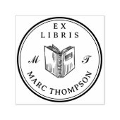 Personalisiert Open Book Classic Monogram Library Permastempel (Design)