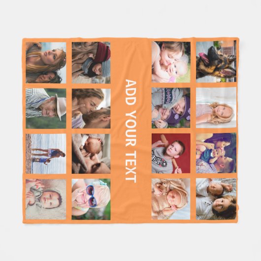 Personalisiert Orange 16 Fotomaterial Fleecedecke (Vorderseite (Horizontal))
