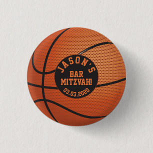Personalisiert Orange Basketball Bar Mitzvah Gefal Button