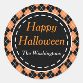 Personalisiert Orange Black Happy Halloween Sticke Runder Aufkleber (Vorderseite)
