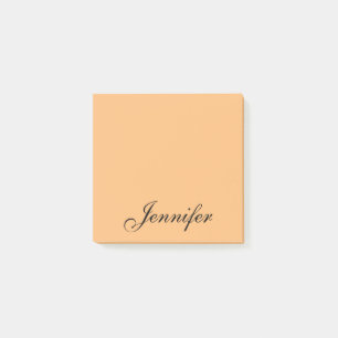 Personalisiert Orange Black Script Name Post-it Klebezettel