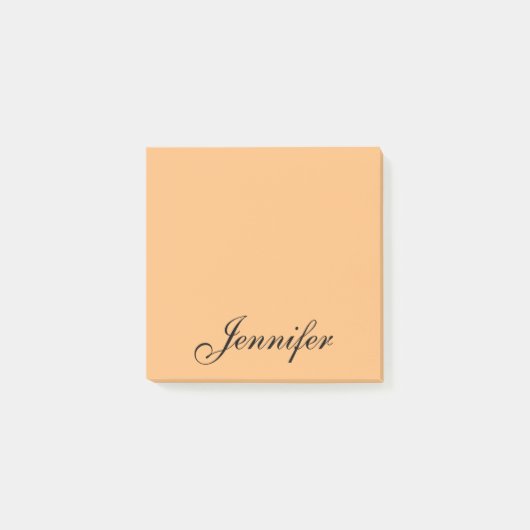 Personalisiert Orange Black Script Name Post-it Klebezettel (Vorderseite)