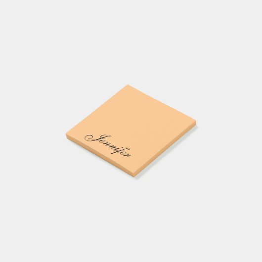 Personalisiert Orange Black Script Name Post-it Klebezettel (angewinkelt)