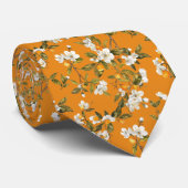 Personalisiert Orange Blossom Floral Wasserfarbe Krawatte (Gerollt)