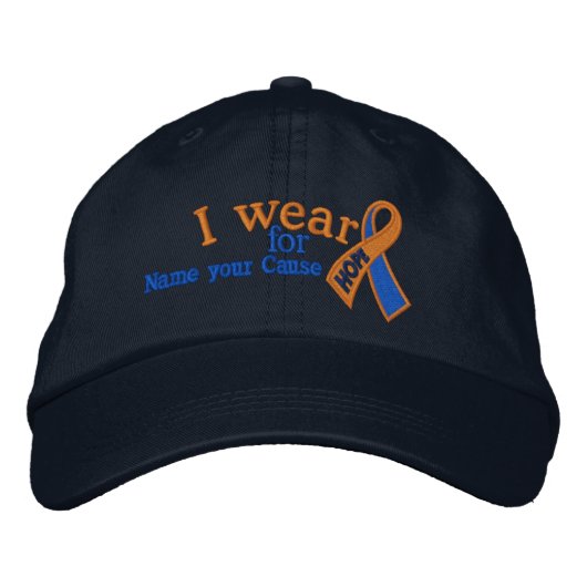 Personalisiert Orange Blue Hope Ribbon Ihren Text Bestickte Baseballkappe (Vorderseite)