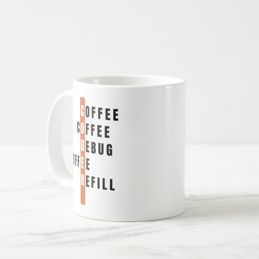 Personalisiert Orange Coffee Debug Refill Coder Kaffeetasse (Vorderseite Links)