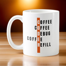 Personalisiert Orange Coffee Debug Refill Coder