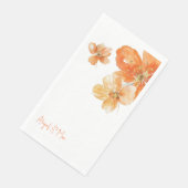 Personalisiert Orange Floral Wedding Serviette (Ecke)