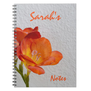 Personalisiert Orange Fressia-Notebook Notizblock