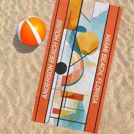 Personalisiert Orange Geometric Abstrakt Strandtuch