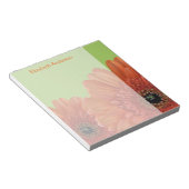 Personalisiert Orange Gerbera Daisy Green Notepad Notizblock (angewinkelt)