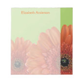 Personalisiert Orange Gerbera Daisy Green Notepad Notizblock (Vorderseite)