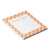 Personalisiert Orange Gingham Notepad Notizblock (angewinkelt)