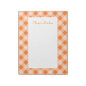 Personalisiert Orange Gingham Notepad Notizblock (Rotiert)