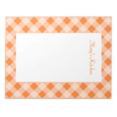 Personalisiert Orange Gingham Notepad Notizblock (Vorderseite)