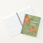 Personalisiert Orange Green Yellow Florals Notizblock (Innenseite)