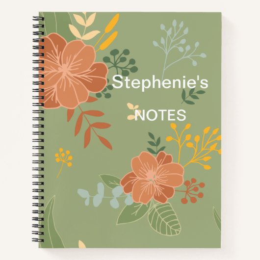 Personalisiert Orange Green Yellow Florals Notizblock (Vorderseite)