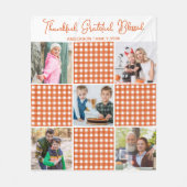 Personalisiert Orange Kariert Kariert 5 FotoCollag Fleecedecke (Vorderseite)