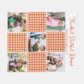 Personalisiert Orange Kariert Kariert 5 FotoCollag Fleecedecke (Vorderseite (Horizontal))