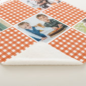 Personalisiert Orange Kariert Kariert 5 FotoCollag Sherpadecke (3/4)
