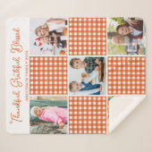 Personalisiert Orange Kariert Kariert 5 FotoCollag Sherpadecke (Vorderseite (Horizontal))