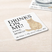Personalisiert Orange Maine Coon Cat Wedding Rechteckiger Pappuntersetzer (angewinkelt)