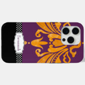 Personalisiert Orange Mandarine Eggplant Damask Case-Mate iPhone Hülle (Rückseite (Horizontal))