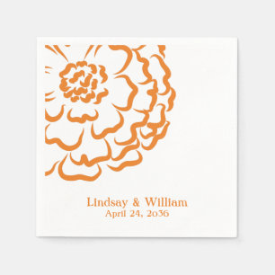 Personalisiert Orange Marigold Blume Blumenzehen Serviette