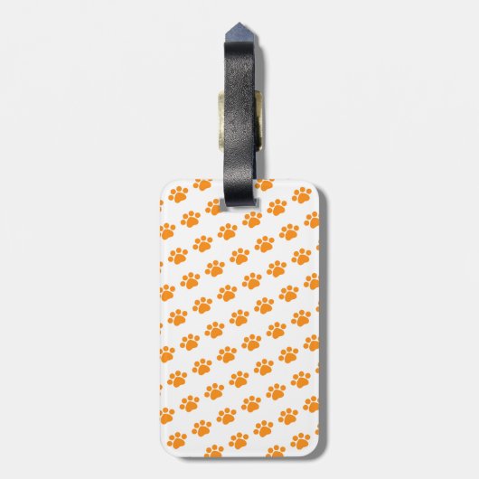 Personalisiert Orange Paw Print Pattern Gepäckanhänger (Rückseite vertikal)