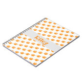 Personalisiert Orange Paw Print Pattern Notizblock (Linke Seite)