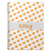 Personalisiert Orange Paw Print Pattern Notizblock (Vorderseite)