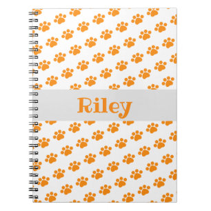 Personalisiert Orange Paw Print Pattern Notizblock