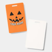 Personalisiert Orange Pumpkin Halloween Dein Name Ausweis (Front & Back)