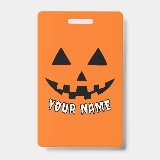 Personalisiert Orange Pumpkin Halloween Dein Name Ausweis (Front)