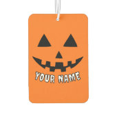 Personalisiert Orange Pumpkin Halloween Dein Name Autolufterfrischer (Rückseite)