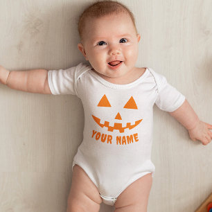 Personalisiert Orange Pumpkin Halloween Dein Name Baby Strampler